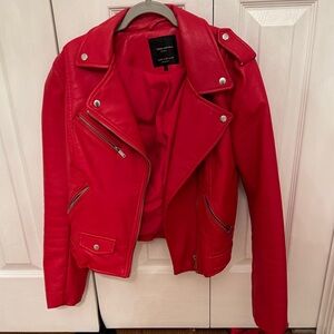 Red faux vegan leather Jacket